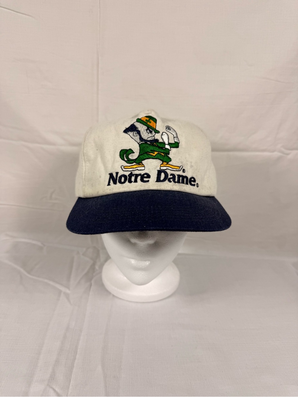 Notre Dame White and Navy Embroidered Baseball Cap